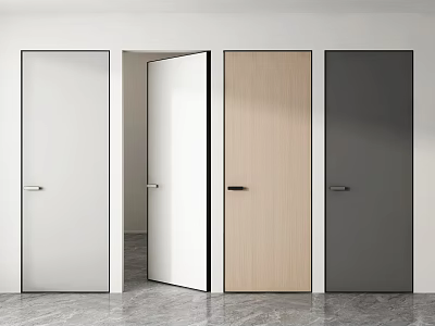Modern Interior Swing Doors Featuring White Light Wood and Dark Gray Flush Designs 3d model