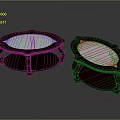 Pair of Round Wooden Coffee Tables With Glass Top And Elegant Curved Base Design