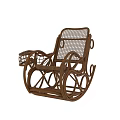 Natural Rattan Rocking Chair With Woven Backrest And Curved Armrests Design