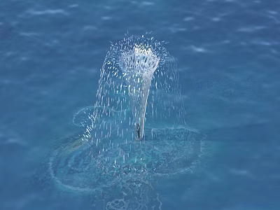 Decorative Garden Ornament Fountain With Splashing Water And Blue Surface 3d model