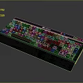Black Mechanical Gaming Keyboard With Red Backlit Keys And Ergonomic Wrist Rest Design