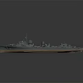 3D Rendered Naval Warship Model Featuring Detailed Deck Turrets Masts Blue Hull And Brown Bottom