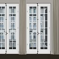 Elegant Double Doors Interior Design With Glass Panels And Beige Curtains