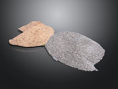 Two Irregular Shaped Textured Material Samples in Brown and Gray Colors on Dark Background Surface 3d model