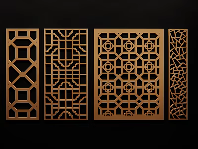 Modern Decorative Room Dividers With Intricate Geometric Laser Cut Design Patterns 3d model