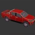 Red Pickup Truck Exterior With Cargo Bed And Shiny Alloy Wheels