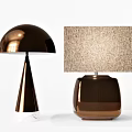 Modern Copper Table Lamps With Conical Marble Base And Square Fabric Shade 3d model
