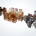 Wooden Dining Table Sets With Matching Chairs For Home Interior Design 3d model