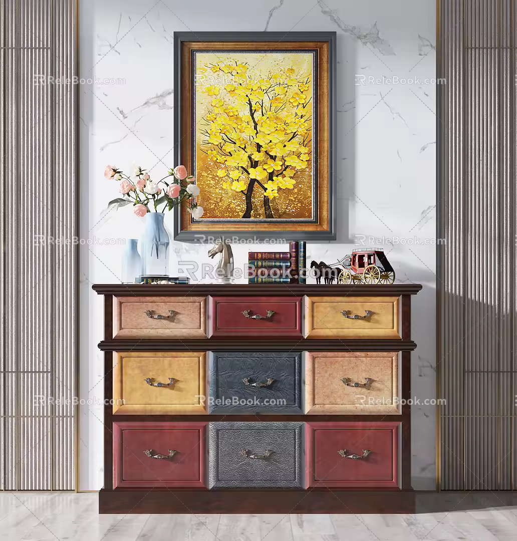 American-style bucket cabinet end view cabinet 3d model