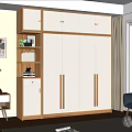 Modern White And Wood Wardrobe Interior With Open Shelves And Storage Drawers