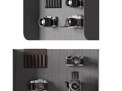 Vintage Camera Organizer Display With Multiple Retro Cameras And Storage Compartments 3d model