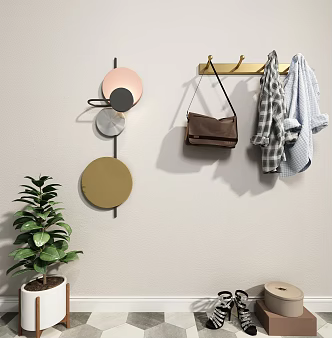 Nordic Hook Entrance Wall Lamp Combination 3d model