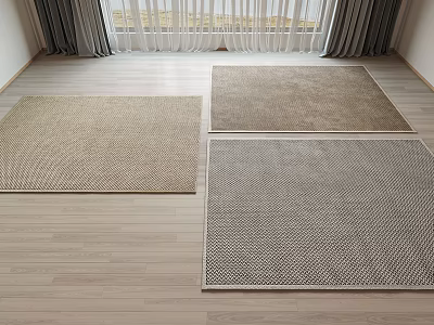 Modern Woven Square Rugs With Beige Gray And Brown Hues On Wooden Floor 3d model