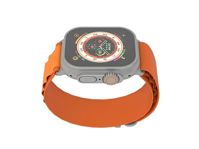 Modern Smart Watch With Orange Strap And Colorful Digital Dial 3d model
