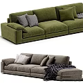 Comfortable Modern Sofa Designs With Gray Green Upholstery And Decorative Pillows