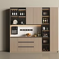 Modern Wood Grain Multifunctional Sideboard Cabinet With Wine Storage And Built In Smart Water Dispenser