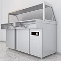 Stainless Steel Commercial Functional Table With Cabinets And Protective Glass Shield