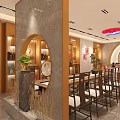 Traditional Chinese Tobacco And Alcohol Store Interior With Wooden Display Shelves Tables And Chairs