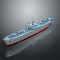 White Ship Model With Red Bottom And Deck Structures On Reflective Surface
