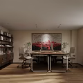 Modern Office Interior Design With Wooden Flooring Desk Office Chair Computer Blinds And Green Plant