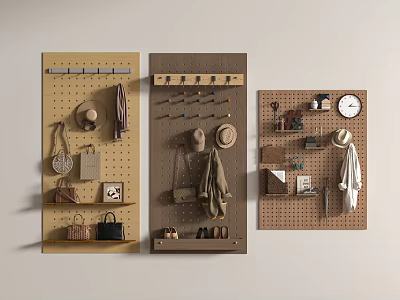 Modern retro hole board rack 3d model
