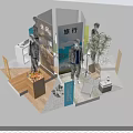 Light Sports Exhibition Display With Mannequins Golf Bag And Green Plants