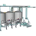 Industrial Equipment Stainless Steel Tanks System With Piping And Agitator Units For Processing