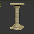 Classical Stone Column With Textured Surface Square Base And Flat Top 3d model