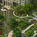 Elegant Residential Garden Landscape With Winding Paths Clear Water Lush Greenery And Vibrant Flower Beds
