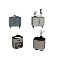 Light Luxury Bedside Table Combination 3d model