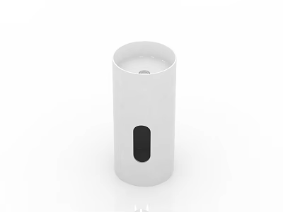 White Cylindrical Modern Minimalist Washbasin With Smooth Surface And Standalone Design 3d model