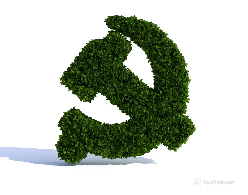 Topiary Bush Sculpted into Hammer and Sickle Shape with Lush Green Foliage 3d model 
