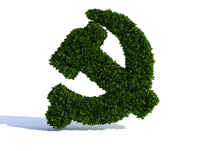 Topiary Bush Sculpted into Hammer and Sickle Shape with Lush Green Foliage 3d model