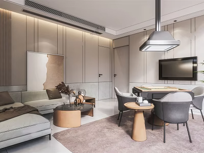 Modern Luxurious Hotel Mahjong Room Interior With Sofa Coffee Table And TV 3d model