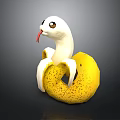 Cartoon Style Snake in Banana Peel with Sticking Out Tongue and Big Eyes