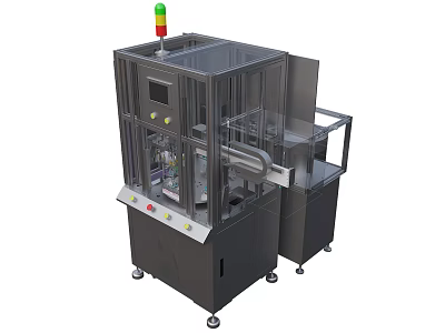 Industrial Equipment With Transparent Protective Cover Tri Color Indicator Light Control Panel And Conveyor Belt 3d model