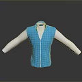 Blue Zip Front Vest With White Long Sleeves And Modern Design 3d model