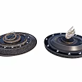 Outdoor Garden Ornaments With Circular Base And Decorative Spiral Leaf Structures 3d model