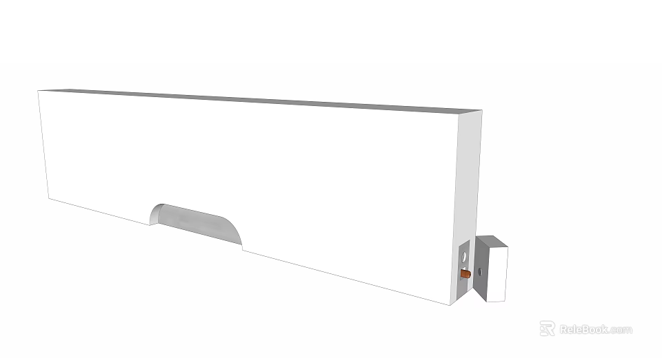 Modern White Rectangular Panel With Curved Cutout And Side Connector Design 3d model 