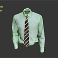 Elegant Light Blue Formal Shirt With Red And Blue Striped Tie For Business Attire