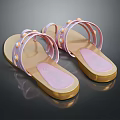 Elegant Pink Strap Sandals With Pearl Decorations And Golden Soles For Women