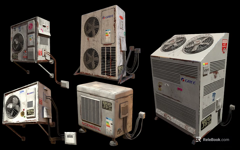 Various Air Conditioner Fans with Different Models and Design Features for Home Use 3d model 