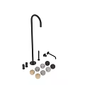 Modern Stylish Black Faucet Components With Handles Spouts Spray Heads And Pipes