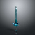 Fantasy Blue Sword With Intricate Design And Glowing Decorative Hilt