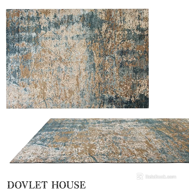 Modern Square Rug with Blue Brown Beige Abstract Pattern for Home Decor 3d model 