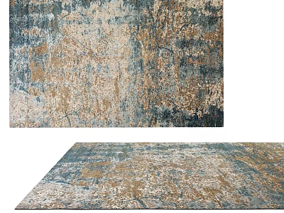 Modern Square Rug with Blue Brown Beige Abstract Pattern for Home Decor 3d model