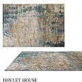 Modern Square Rug with Blue Brown Beige Abstract Pattern for Home Decor