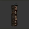 Rustic Wooden Bookshelf With Multiple Shelves Filled With Books And Decorative Items