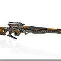 Futuristic Sci Fi Gun With Orange Black Color And Mechanical Long Barrel Design 3d model
