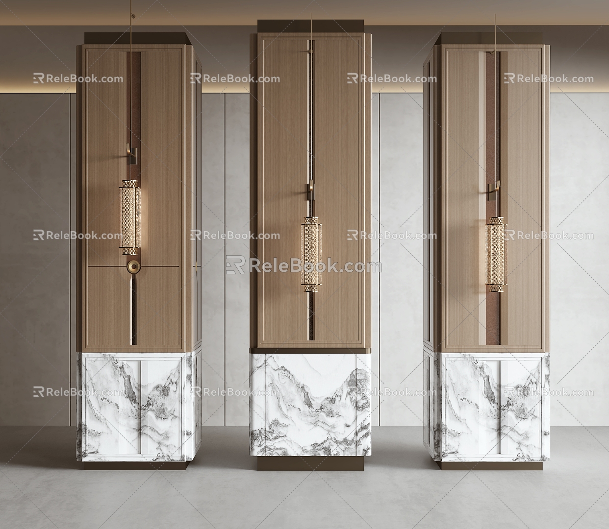 New Chinese Style Column Square Column Hall Column Hotel Column 3d model